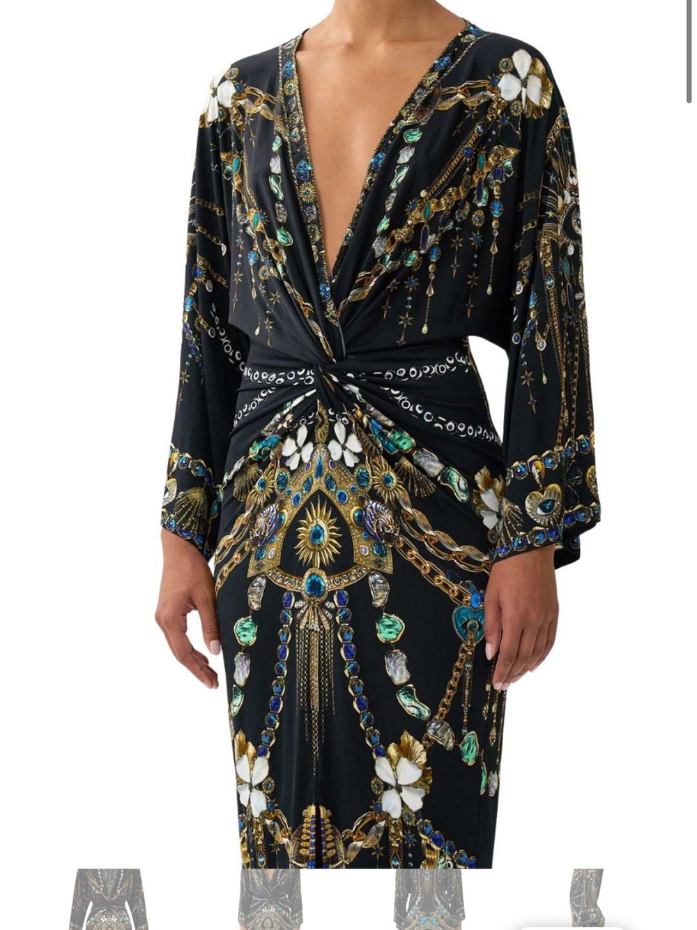 NWOT Camilla Black Long Split Front Twist Dress Amulets And Alchemy - XS - Picture 11 of 17